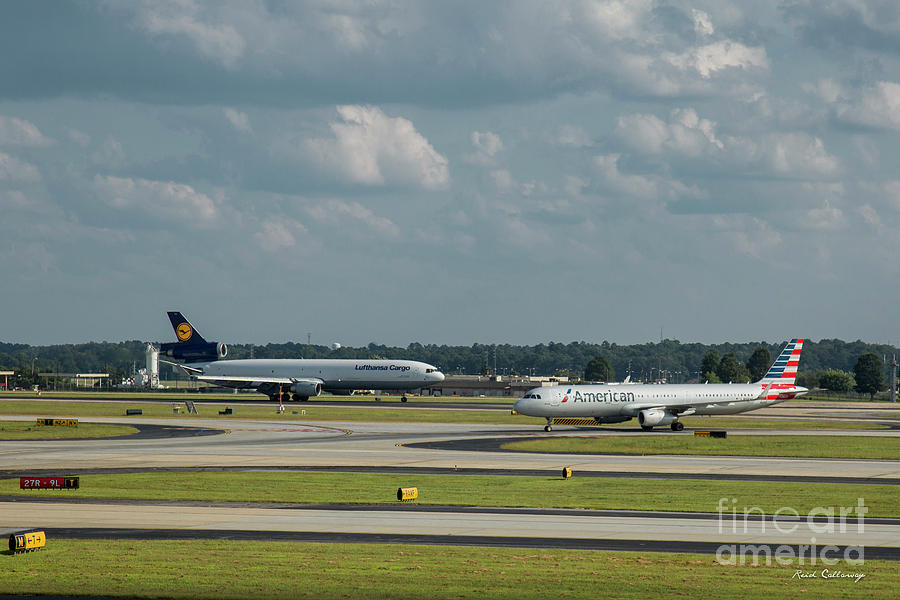 Allies In Passing Lufthansa Cargo American Airlines Atlanta Airport Art Photograph by Reid Callaway