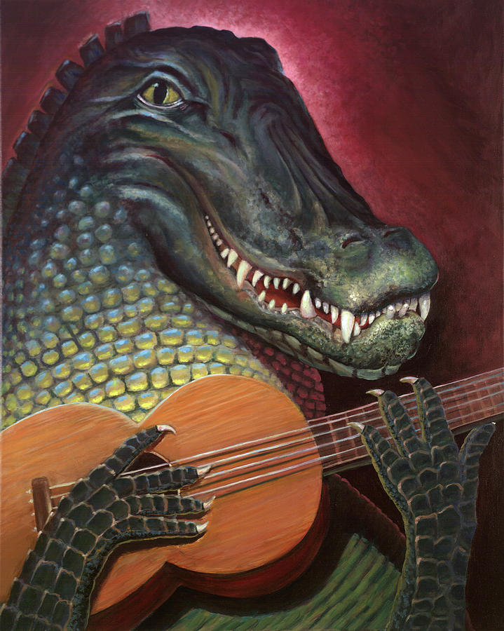 Alligator Painting - Alligator Al by Peter Bonk Alligator Painting - Alligator Al by Peter Bonk