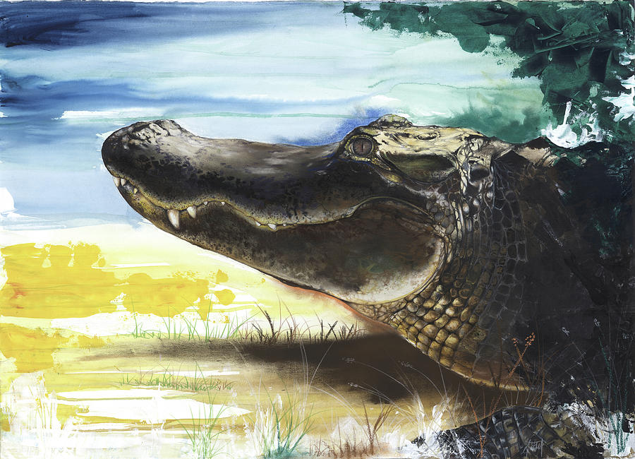 Abstract Mixed Media - Alligator by Anthony Burks Sr