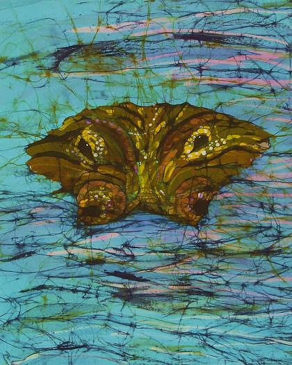 Alligator Eyes Fine Art Batik Tapestry - Textile by Kay Shaffer