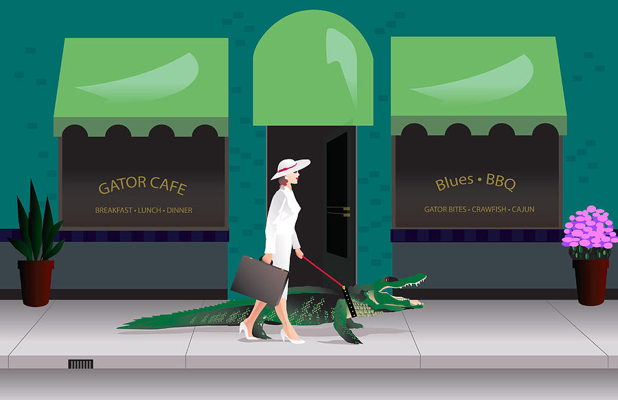 Promotions Digital Art - Alligator Walk by Robert Korhonen Promotions Digital Art - Alligator Walk by Robert Korhonen