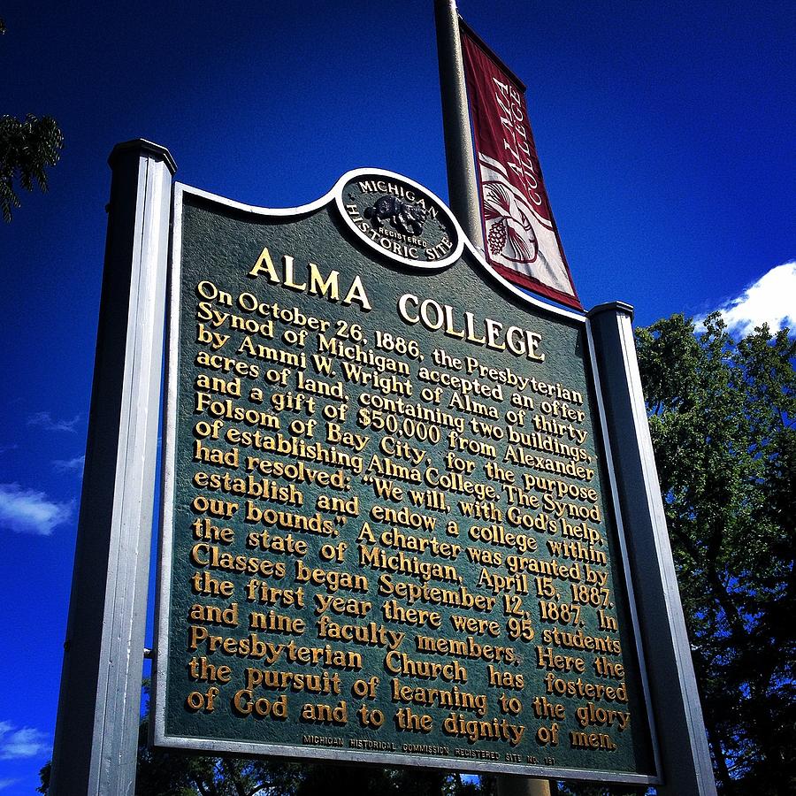 Alma College Michigan Historical Site Sign Photograph by Chris Brown