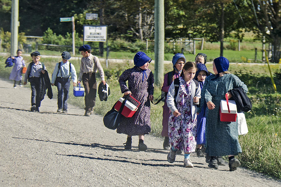 Almish School Kids coming home Photograph by Lionel Harris - Fine Art ...