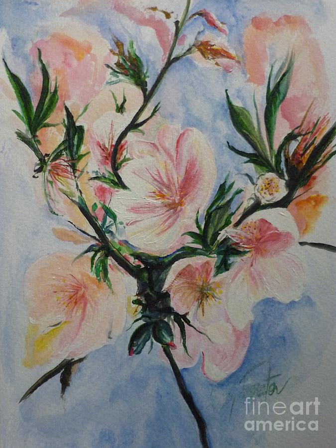 Almond Blossom Painting by Lizzy Forrester