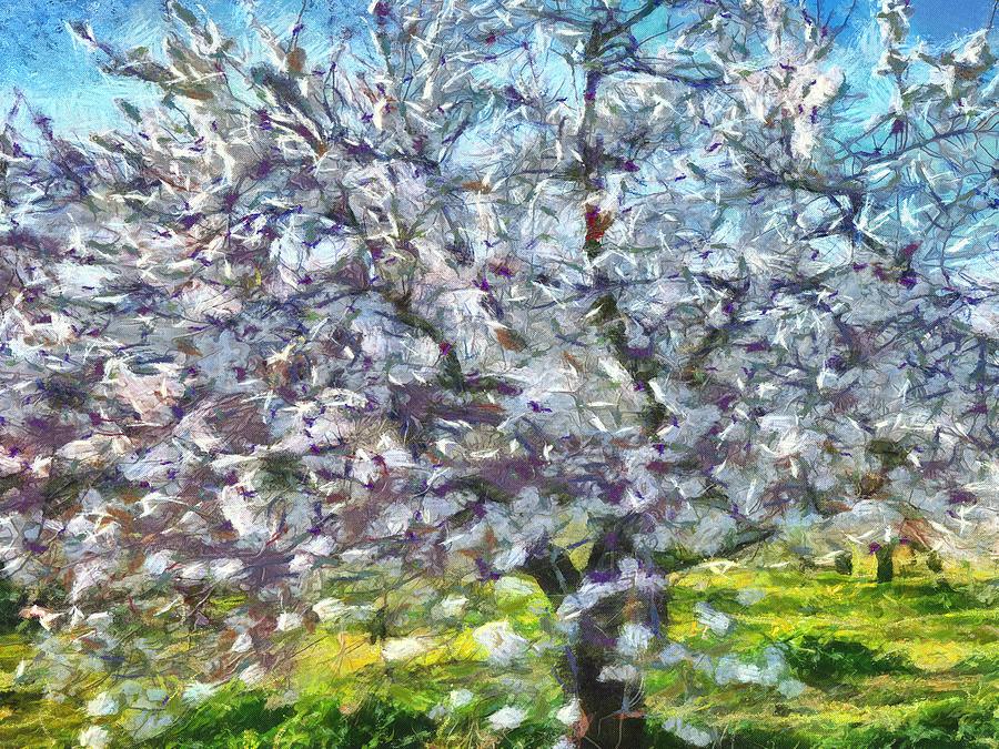 Almond Blossom Painting by Taiche Acrylic Art