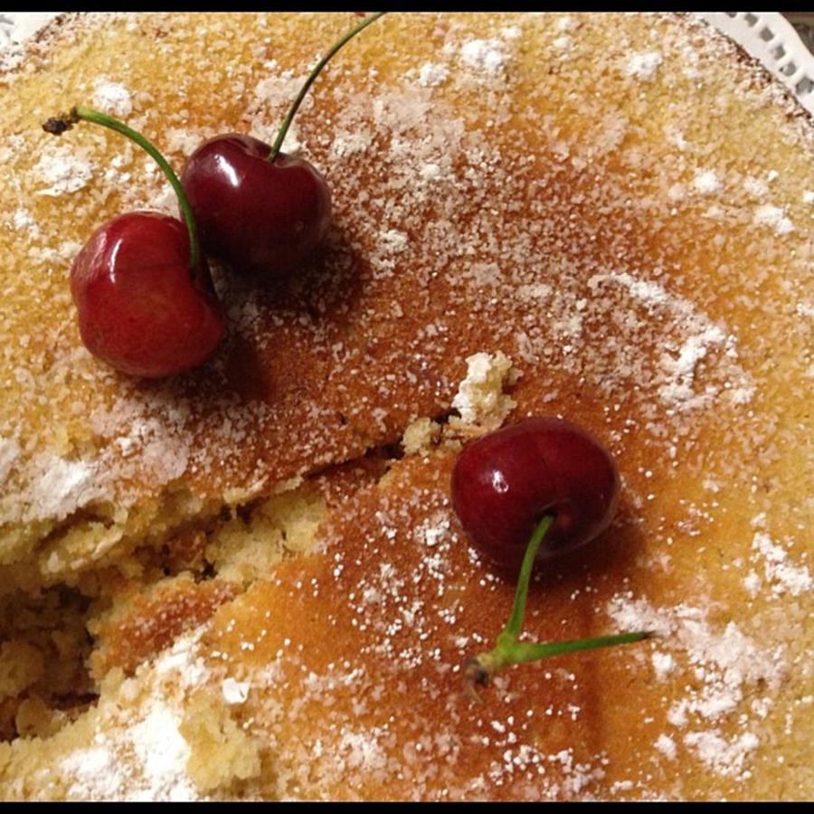 Almond Cake With Cherry On Top Photograph by Juan Silva