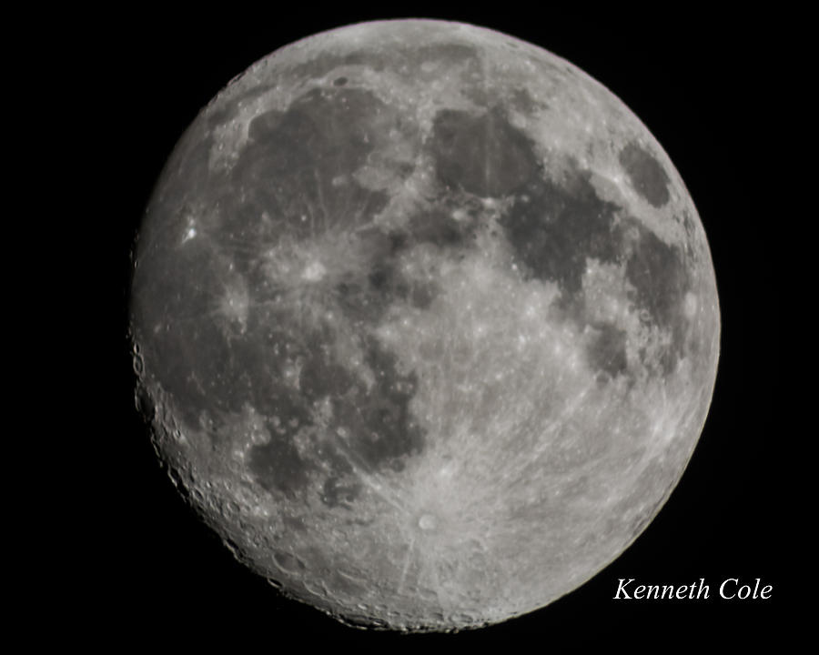Almost full moon Photograph by Kenneth Cole