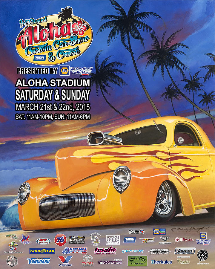 Aloha Car Show Poster Painting by Kenny Youngblood