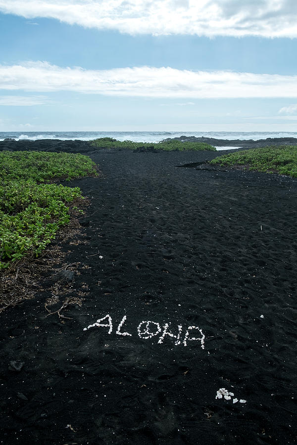 Aloha on the Punaluu beach Photograph by Mary Lee Dereske