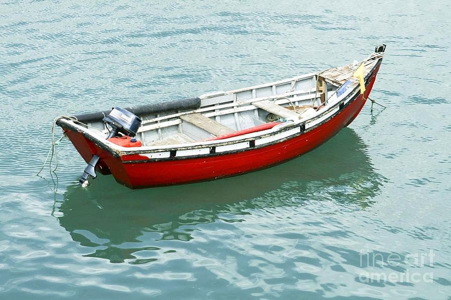 Alone Boat On Water Surface Photograph by Vintage Collectables