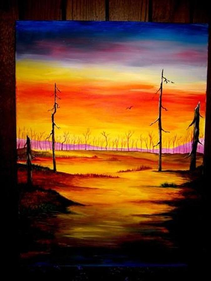 Landscape Painting - Alone by Glory Fraulein Wolfe Landscape Painting - Alone by Glory Fraulein Wolfe