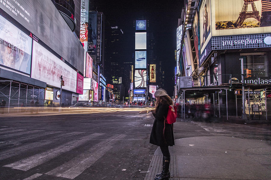 Alone in Times Square  Photograph by John McGraw