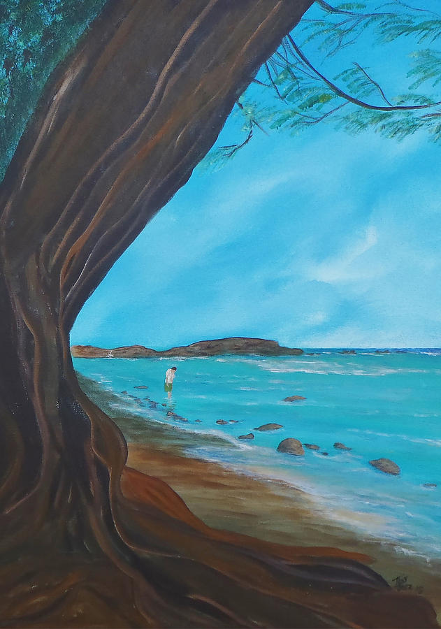Alone on the Beach Painting by Tony Rodriguez