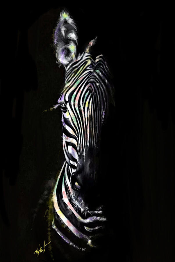 Zebra Fade into light Mixed Media by Mark Tonelli