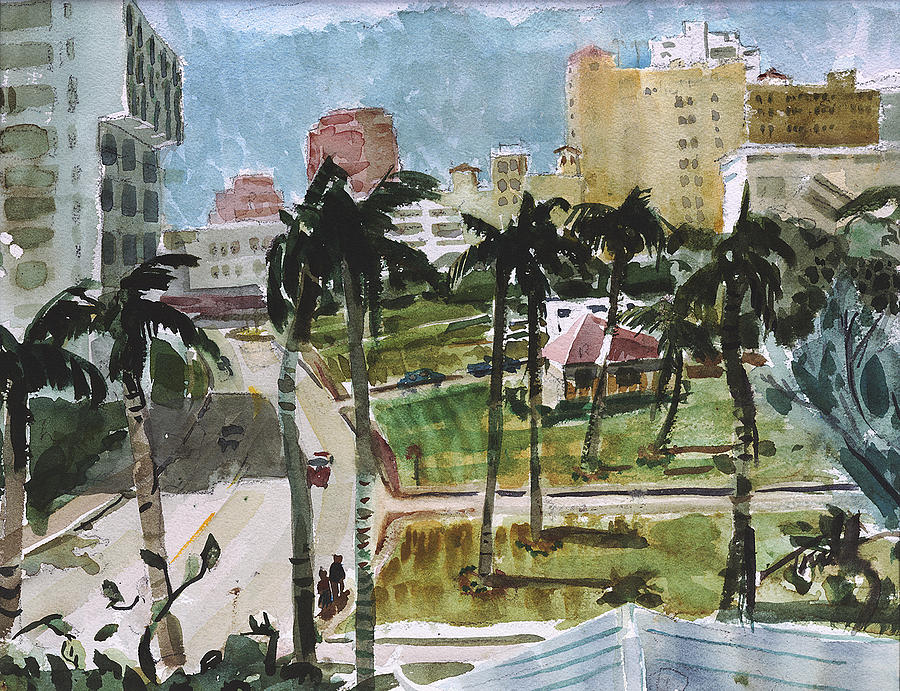 Along Flagler Drive Painting by Thomas Tribby