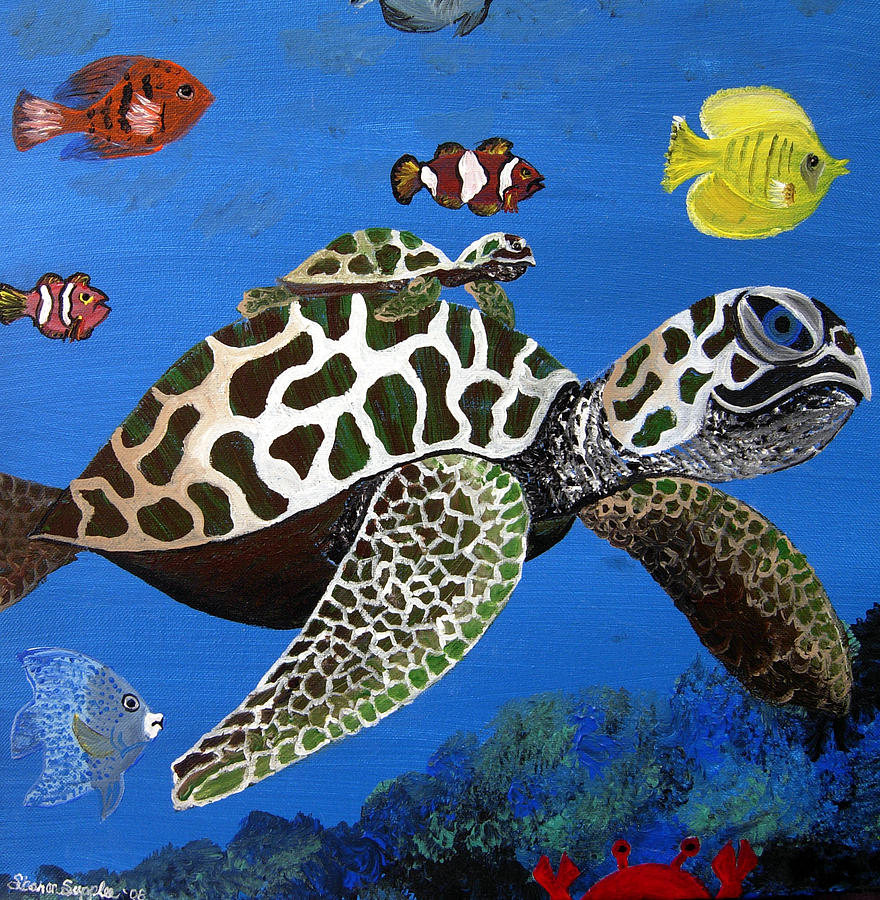 Fish Painting - Along for the Ride by Sharon Supplee