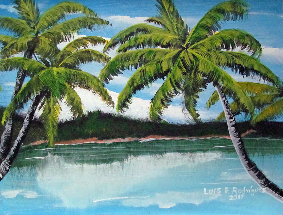 Along Palm coast Painting by Luis F Rodriguez