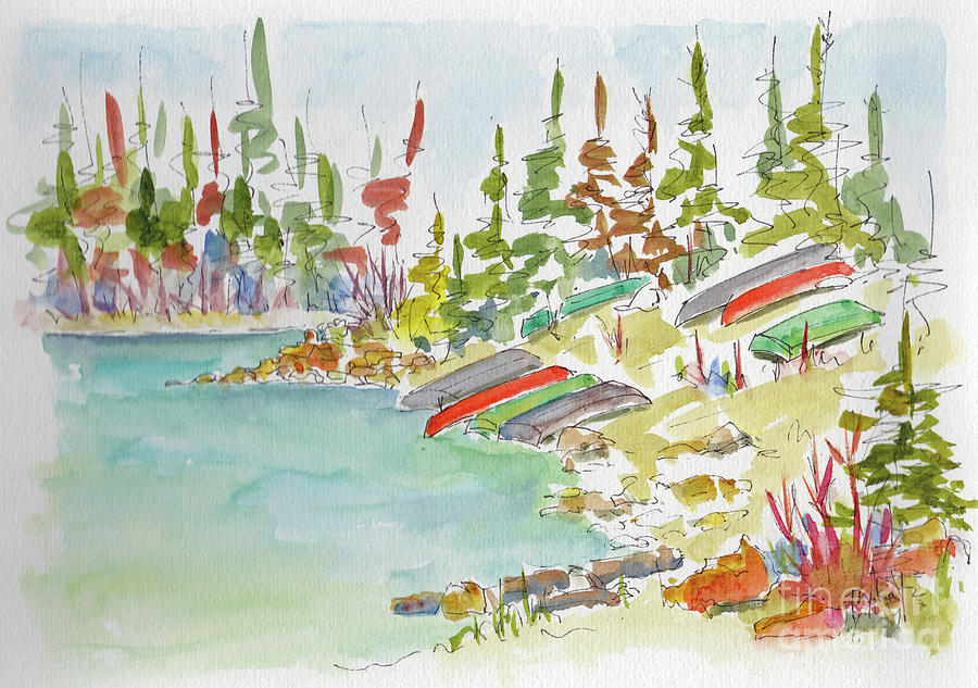 Along Patricia Lake Painting by Pat Katz