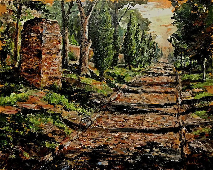 Along the Appian Road Painting by Alan Lakin