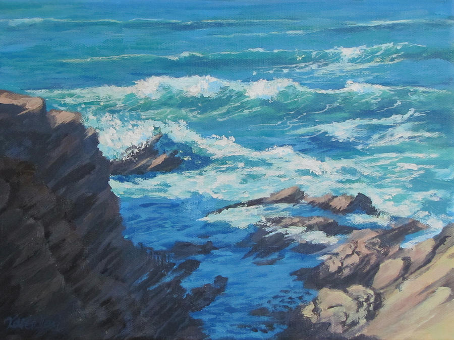 Along the Cliff Painting by Karen Ilari