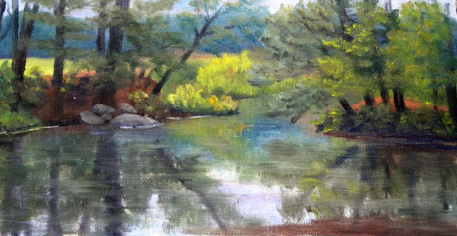 Along the Exeter River Painting by Sharon E Allen
