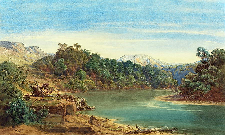 Along the Jordan River  Painting by August Loffler