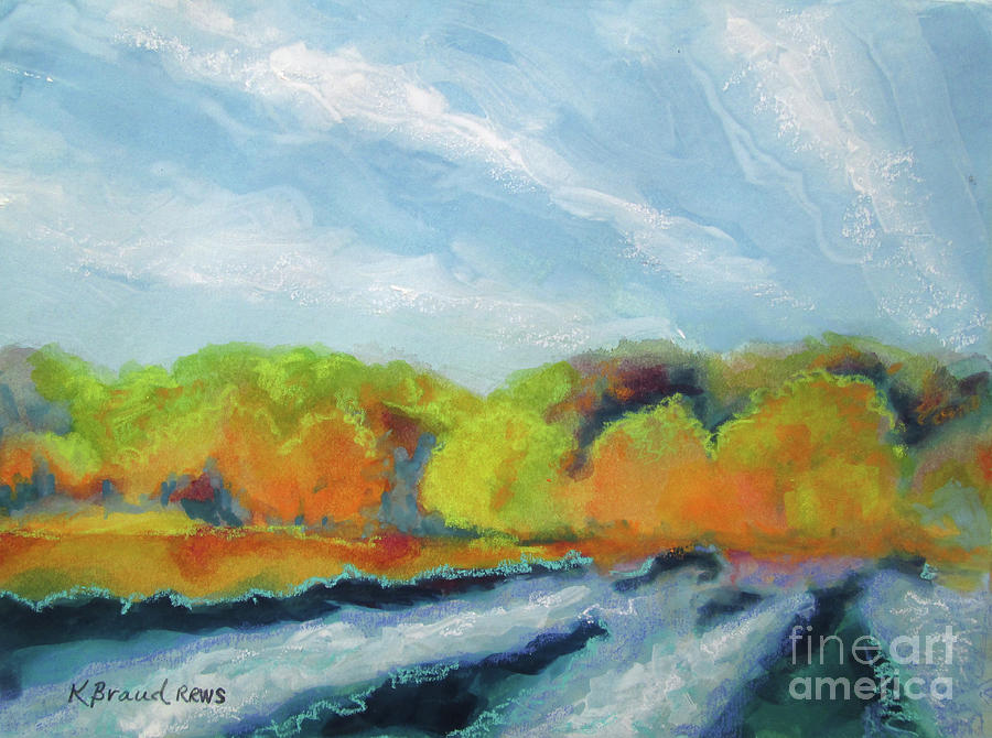 Along the River Fall Colors Painting by Kathy Braud
