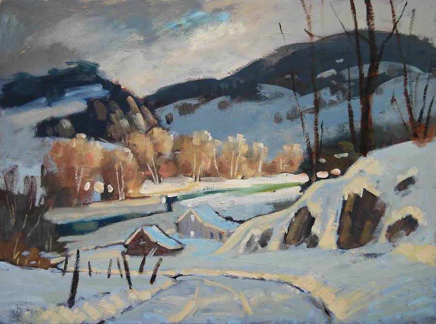 Along The River Painting by Len Stomski