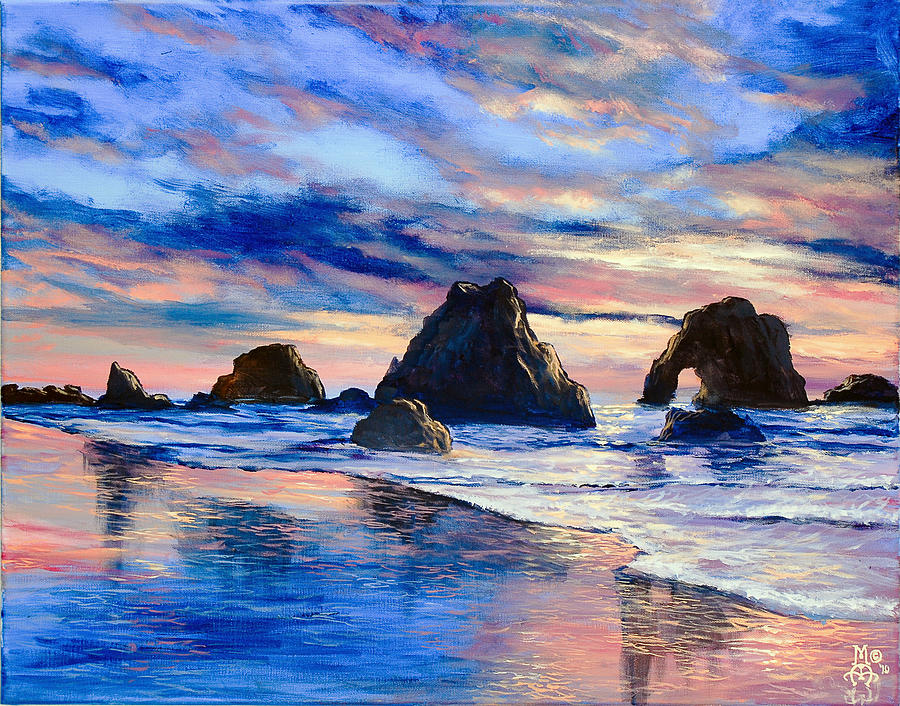 Along the Rocky Coast Painting by Marco Aguilar