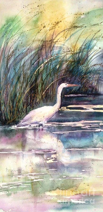 Egret Painting - Along the Shore by Diane Splinter