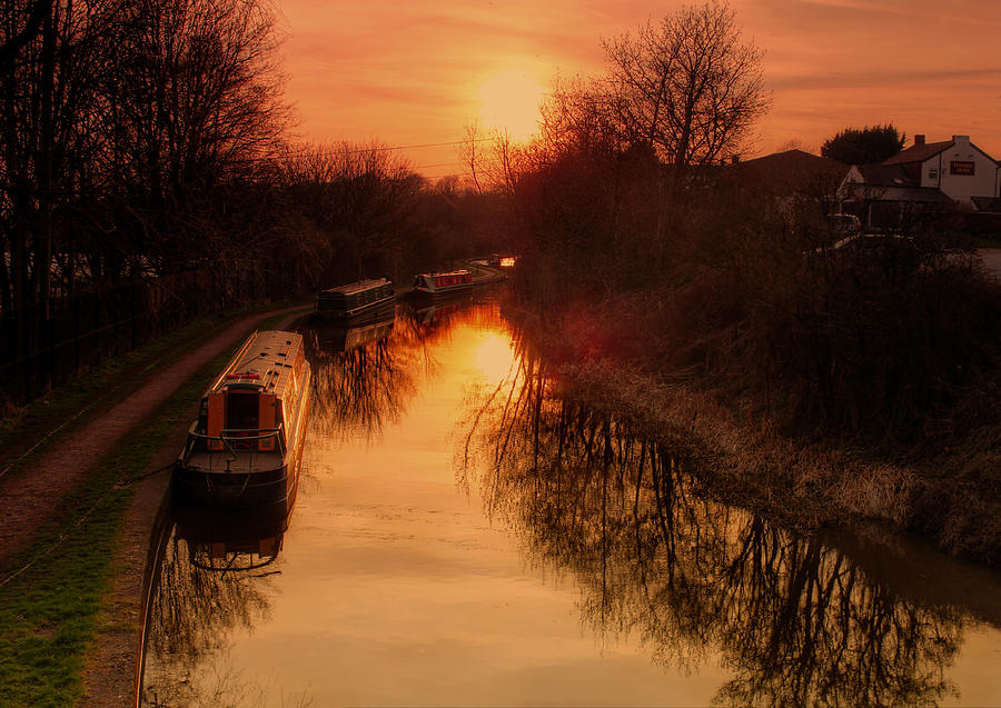 Sunset Photograph - Along the tow path by Phil Tomlinson