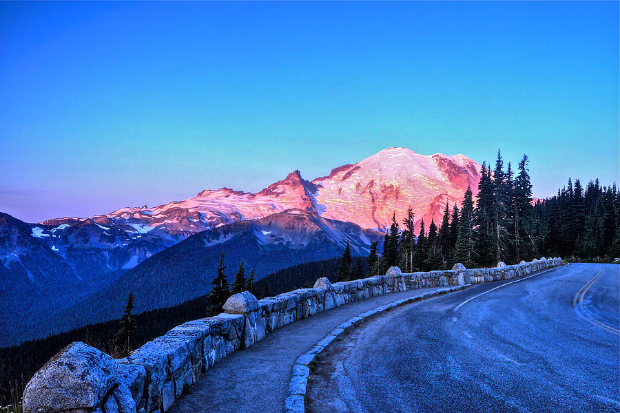 Alpenglow at Mt. Rainier Photograph by Don Mercer