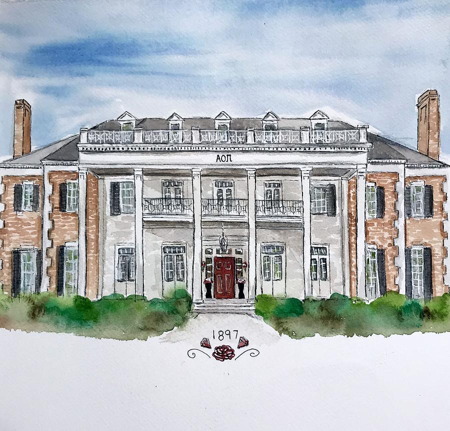 Alpha Omicron Pi New House Painting by Starr Weems