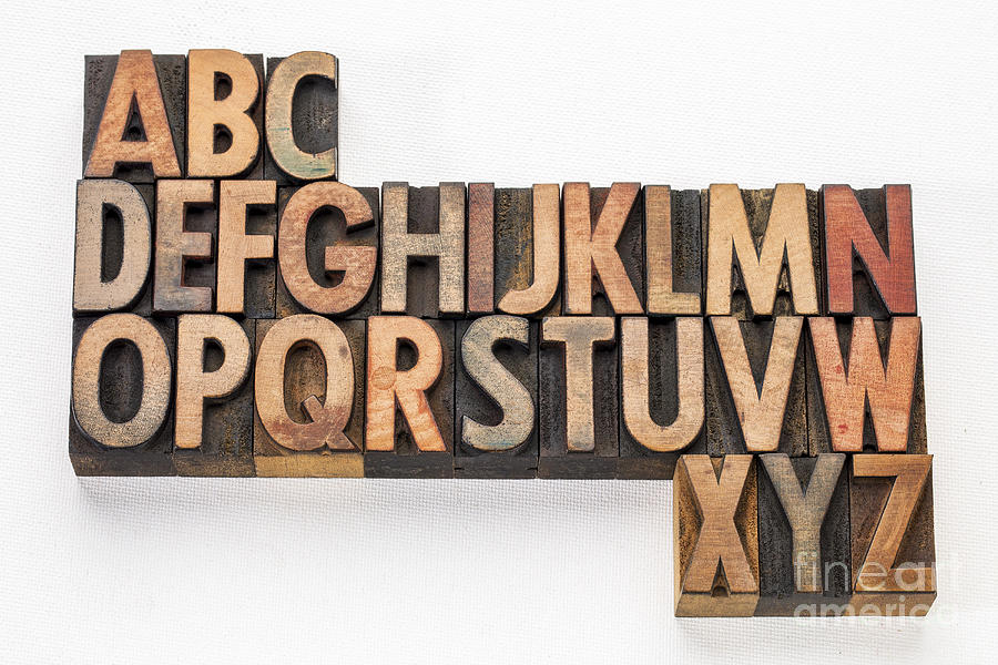 Alphabet Abstract In Wood Type Photograph by Marek Uliasz
