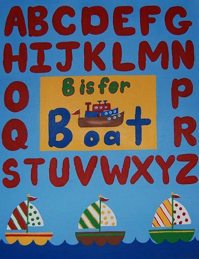 Alphabet Boat Painting by Valerie Carpenter