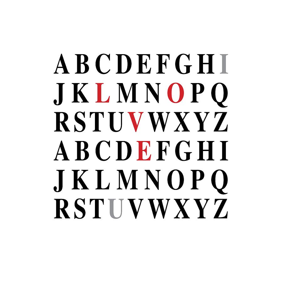 Alphabet I Love U Digital Art by Nancy Ingersoll