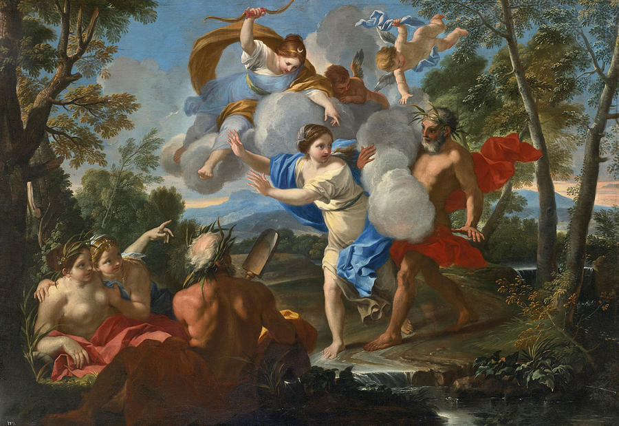 Alpheus and Arethusa Painting by Attributed to Luigi Garzi