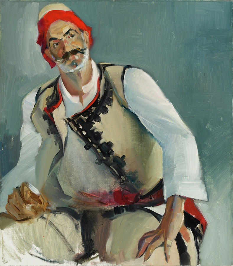 Alpin Portrait, Rreshen, Albania, Malesori Painting by Buron Kaceli