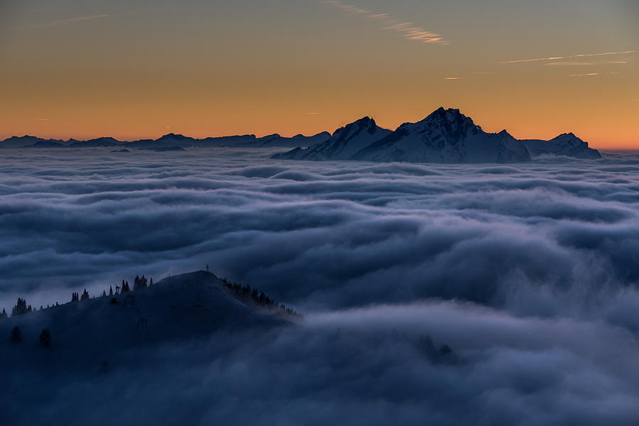 Mountain Photograph - Alpine Blue Hour by Ingo Scholtes