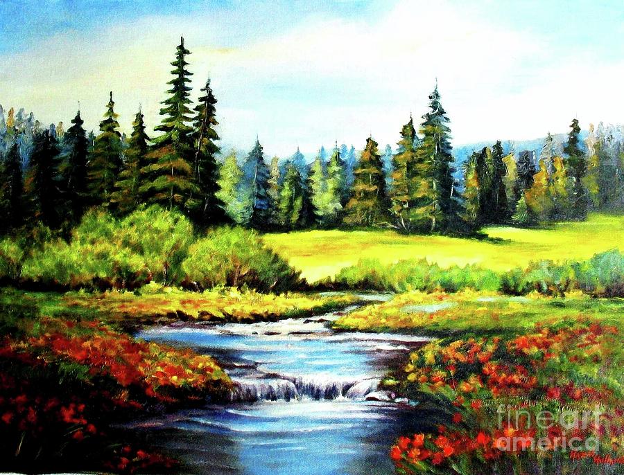 Alpine Meadow Painting by Hazel Holland