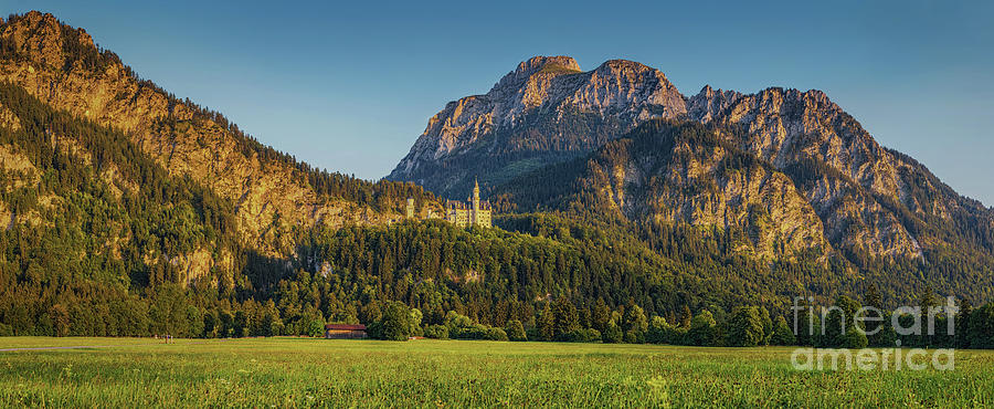 Alpine mountain landscape with famous Neuschwanstein Castleat su Photograph by JR Photography