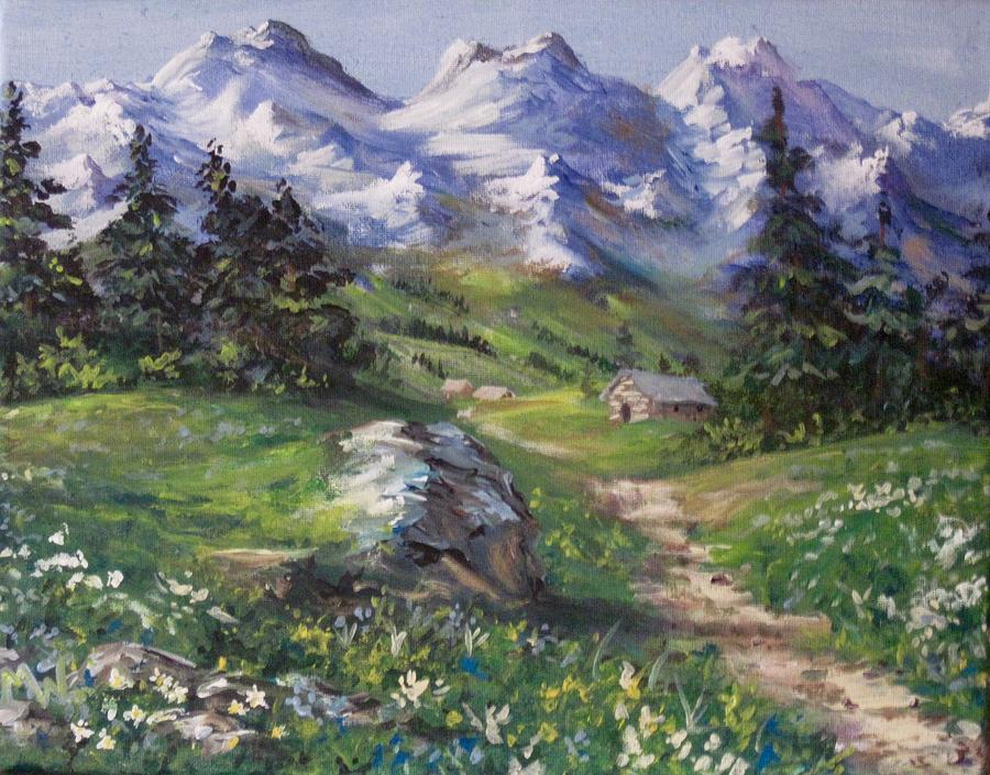 Alpine Splendor Painting by Megan Walsh