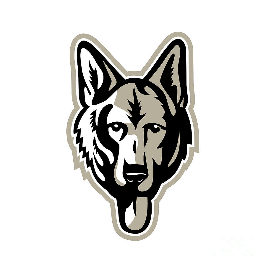 Alsatian Wolf Dog Head Mascot Digital Art