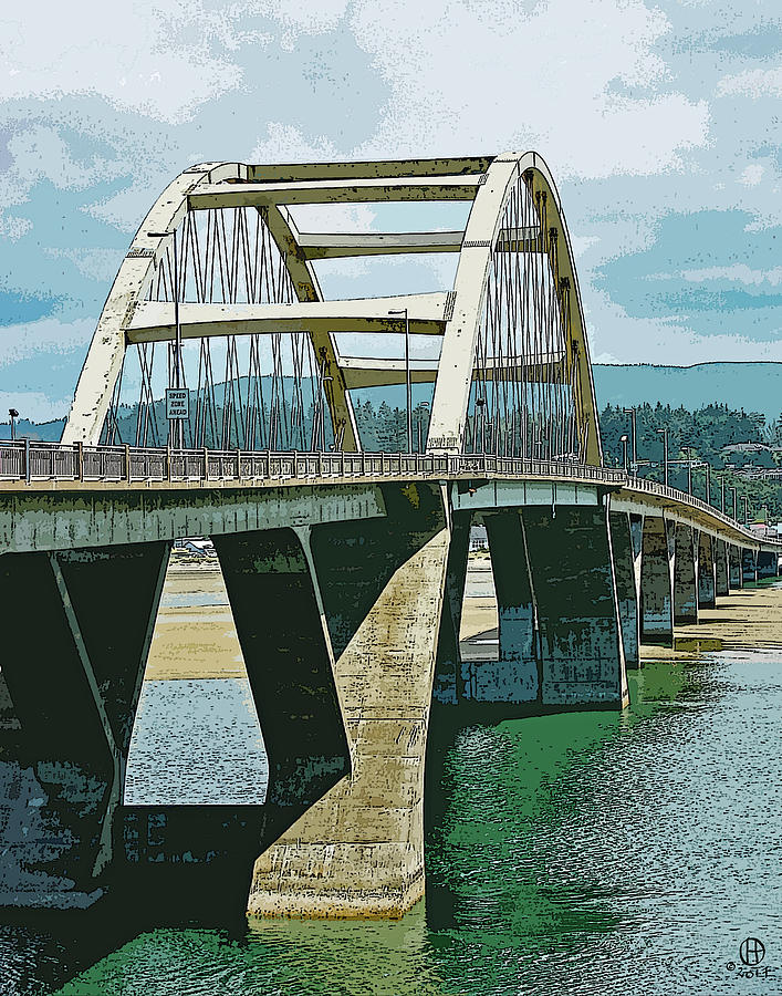Alsea Bay Bridge Digital Art by Gary Olsen-Hasek