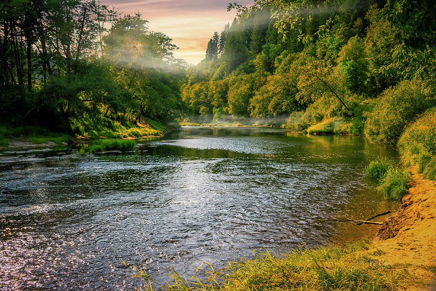 Alsea River late summer Photograph by Bill Posner