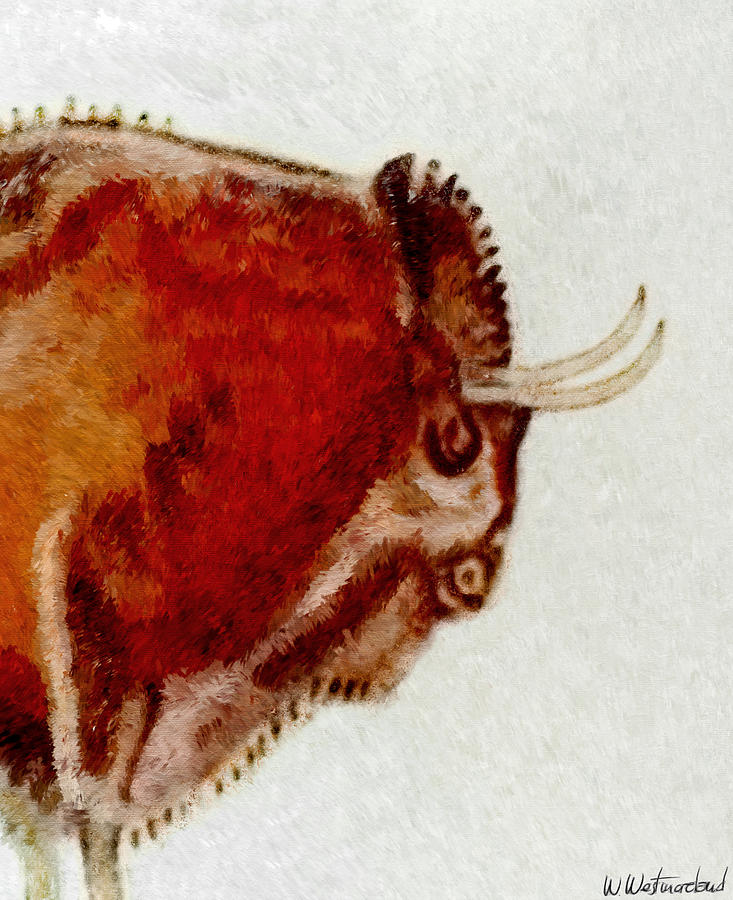 Prehistoric Digital Art - Altamira Prehistoric Bison Detail by Weston Westmoreland