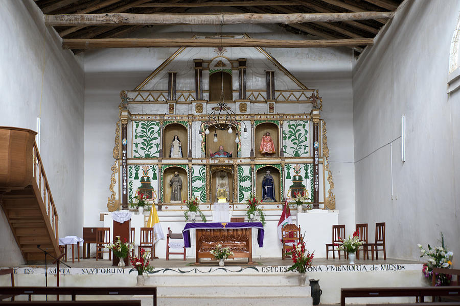Altar in the Huancas Church Digital Art by Carol Ailles