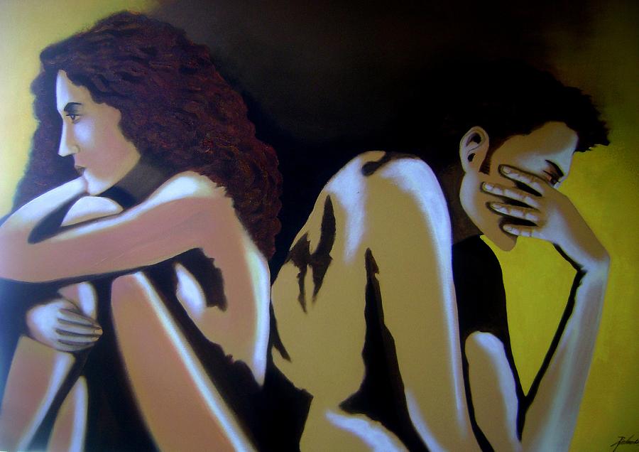 Nude Painting - Altercation by Padmakar Kappagantula