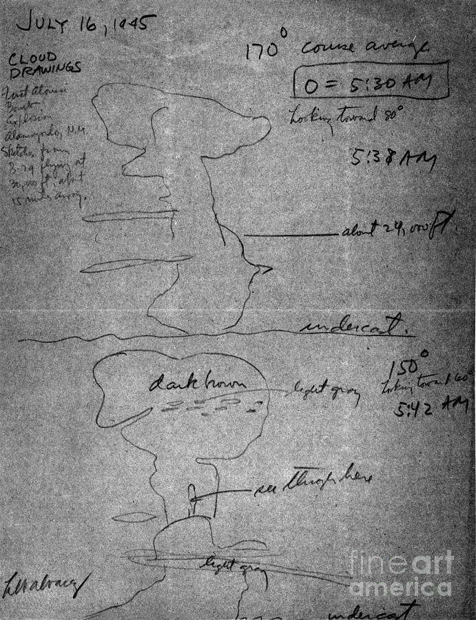 Alvarez Atomic Bomb Drawing, 1945 Photograph by Science Source