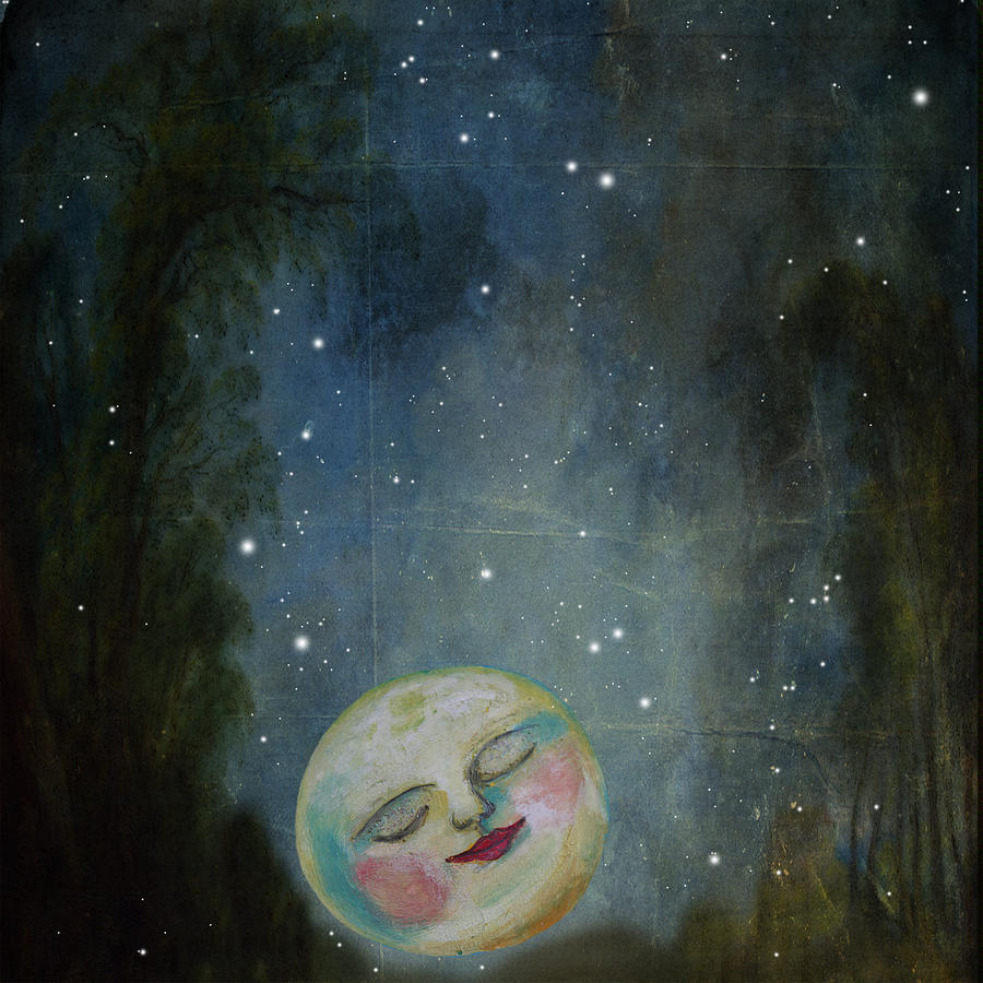Always Kiss The Moon Goodnight Digital Art by Anna Belanger - Pixels